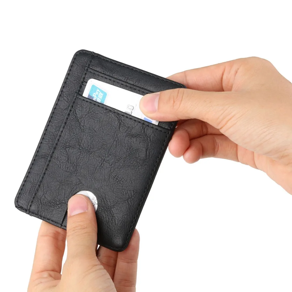 

New Slim Blocking Leather Wallet Credit ID Card Holder Purse Money Case for Men Women 2021 Fashion Bag 11.5x8x0.5cm