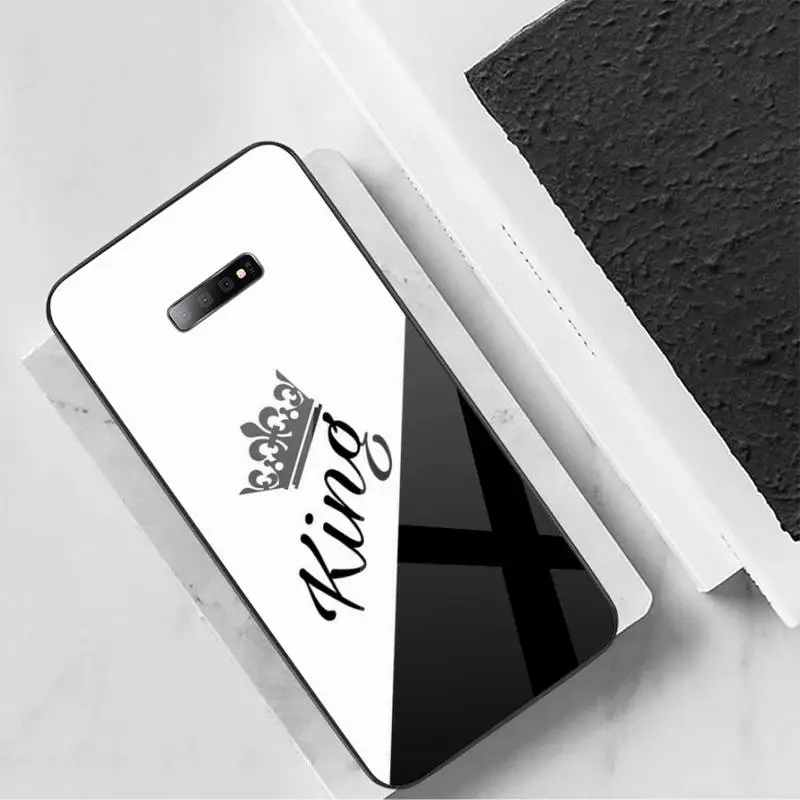 

Cartoon Crown King Queen Phone Case Tempered glass For Samsung S6 S7 edge S8 S9 S10 e plus note8 9 10 pro
