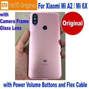 Оригинальный чехол для Xiaomi Mi A2 Mi6X, задняя крышка для батарейного отсека, задняя крышка + рамка для камеры, стеклянный объектив + кнопка регулировки громкости, гибкий кабель