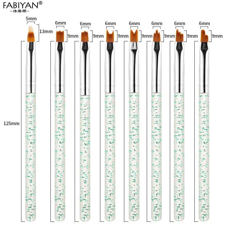 8Pcs light green 8 шт дизайн ногтей Русалка Кисть градиент французская Луна затенение ручка живопись Советы Для Рисования Акриловый Гель-лак для УФ-лампы инструменты для дизайна маникюра - Цвет: 8Pcs light green