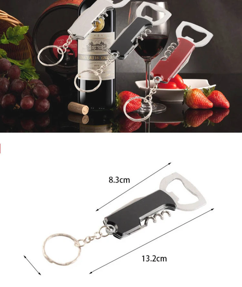 

3 Colors Stainless Steel Multifunctional Handle Opener Creative Keychain Beer Bottle Opener Gift Wine Kitchen Hotel Tools