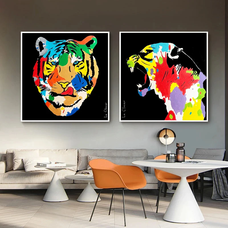 

Abstract Animal Tiger Colorful Canvas Poster Prints Picture Oil Painting by Numbers Home Modern Wall Art Living Room Decoration
