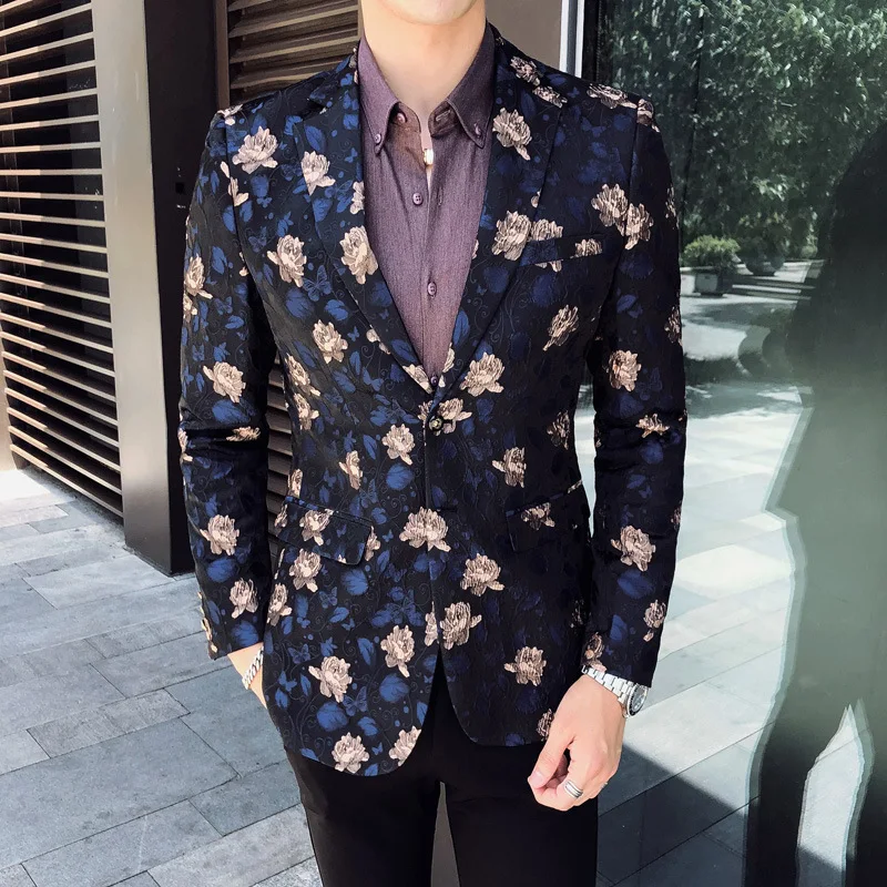 

Rsfocus Mens Floral Blazer 2020 New Trendy Plus Size Mens Blazer Jacket Classic Designer Printed Blazers For Men Prom Wear XZ151