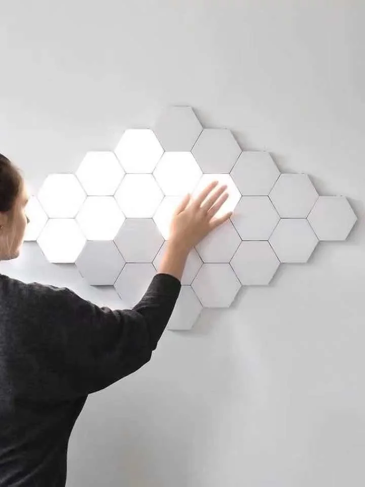 

LED Hexagonal Wall Lamp Splicing Combination Hexagonal Lamp Bedroom Decoration Night Light Touch Sensor Light Atmosphere Light