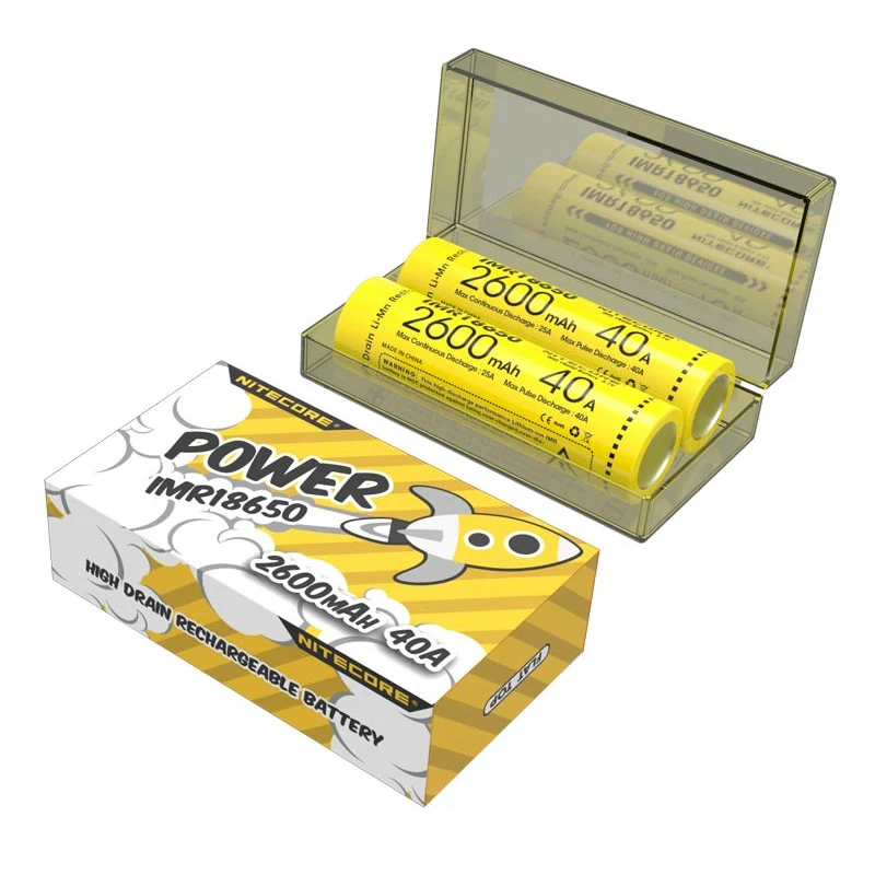 Литий-ионный аккумулятор Nitecore Power IMR18650 2600 мА · ч 40 А 3 7 В 1 шт. с плоским верхом |