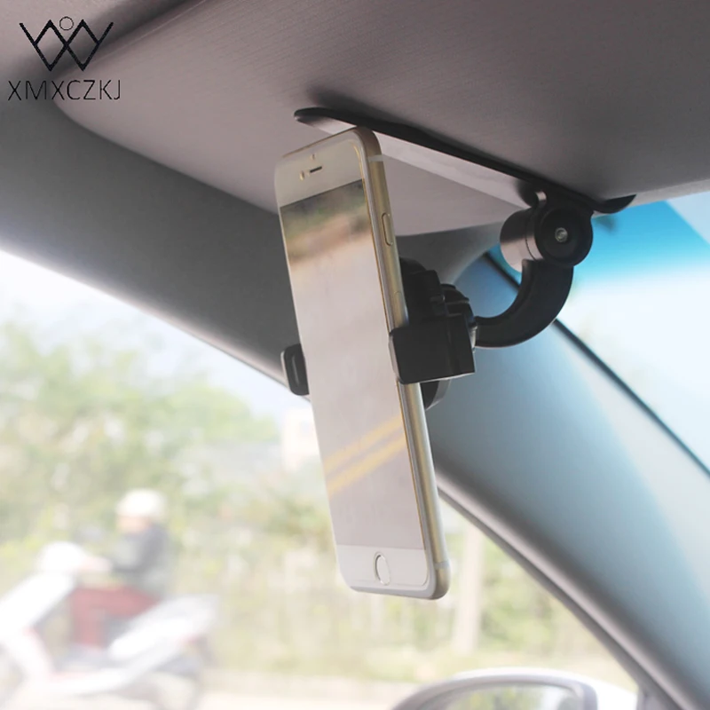 

XMXCZKJ Car Phone Holder Stand Mount Sun Visor Bracket Cell Phone Navigation GPS Phone Mobile Universal Accessories 360 Rotating