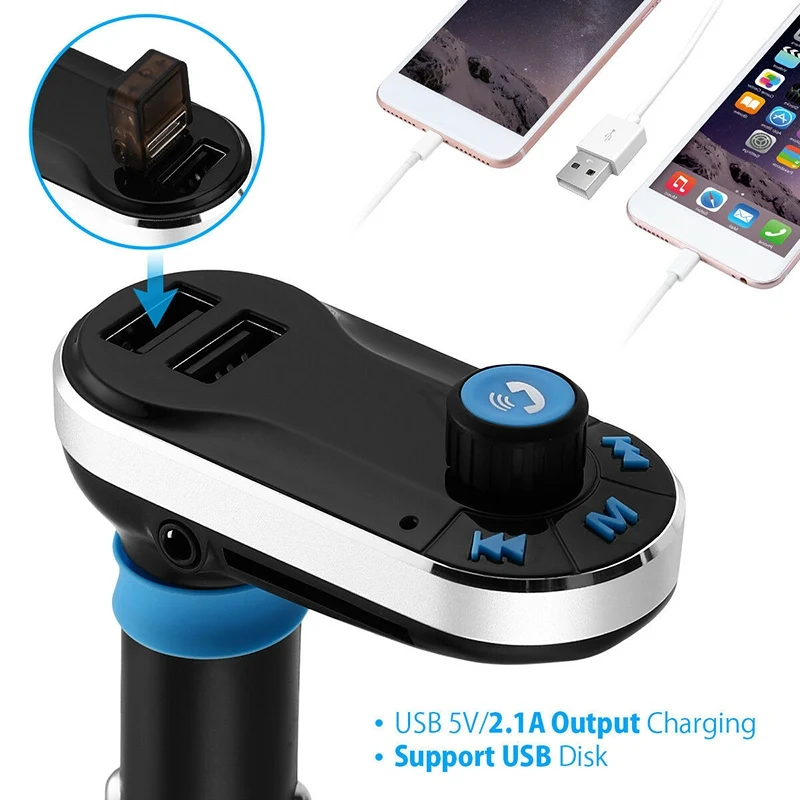Bluetooth автомобильный fm-передатчик беспроводной MP3-плеер Радио адаптер 2-USB зарядное