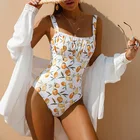 Женский слитный купальник с принтом фруктов, женский спортивный купальный костюм, купальный костюм, пляжная одежда, боди, новинка 2021