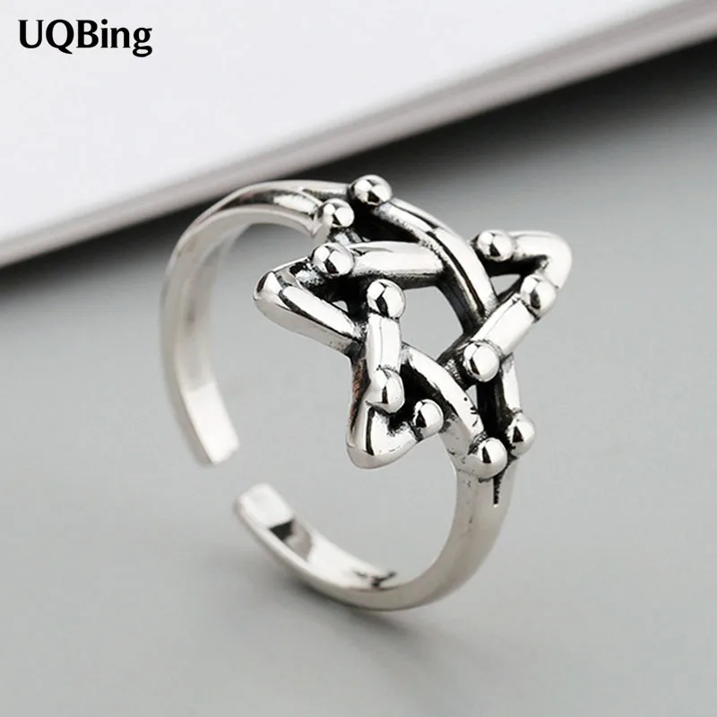 

Новинка 2021, кольца на палец в виде большой звезды из тайского серебра, прекрасный подарок для девочек-подростков