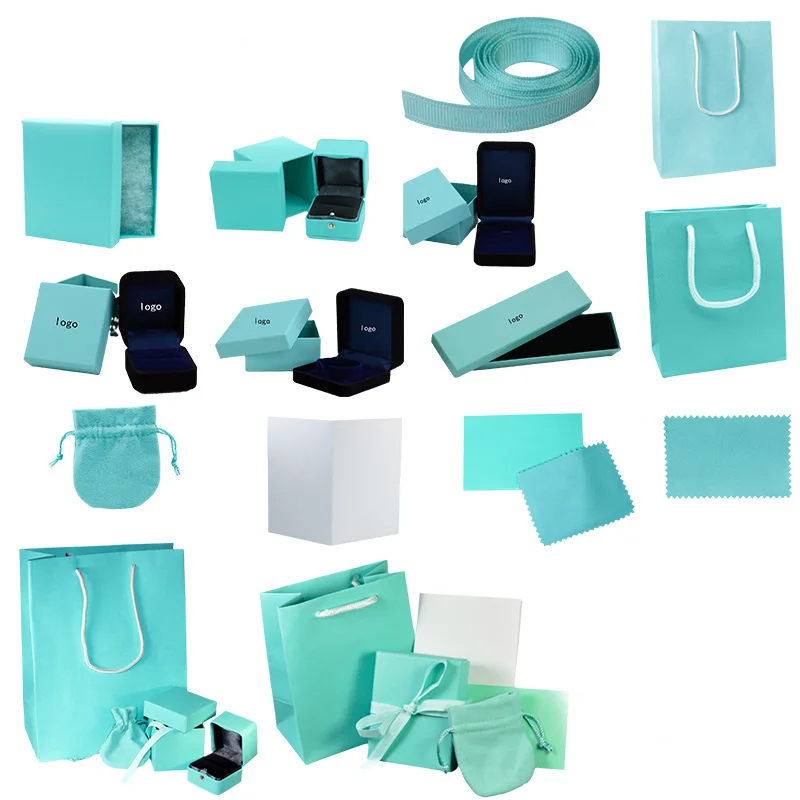 

925 silver jewelry blue ring box Bracelet box necklace box set matching set suitable for jewelry wholesale