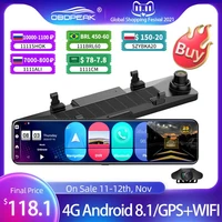 obdpeak 4g32g 12 car recorder dvr android 8 1 dashcam stream media rearview mirror wifi adas gps maps auto video car dash cam