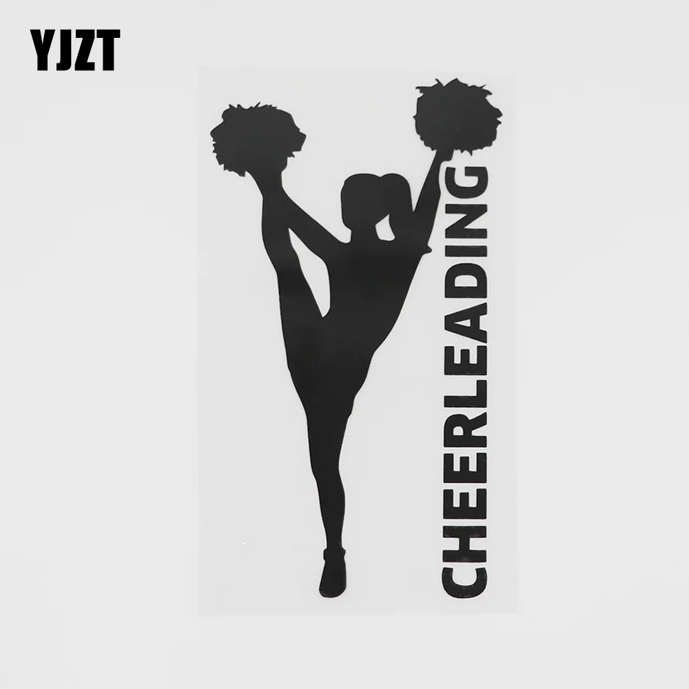 

YJZT 8.6CMX15.4CM Support Athletic Cheerleading Girl Decal Vinyl Car Sticker Black/Silver 8A-0698