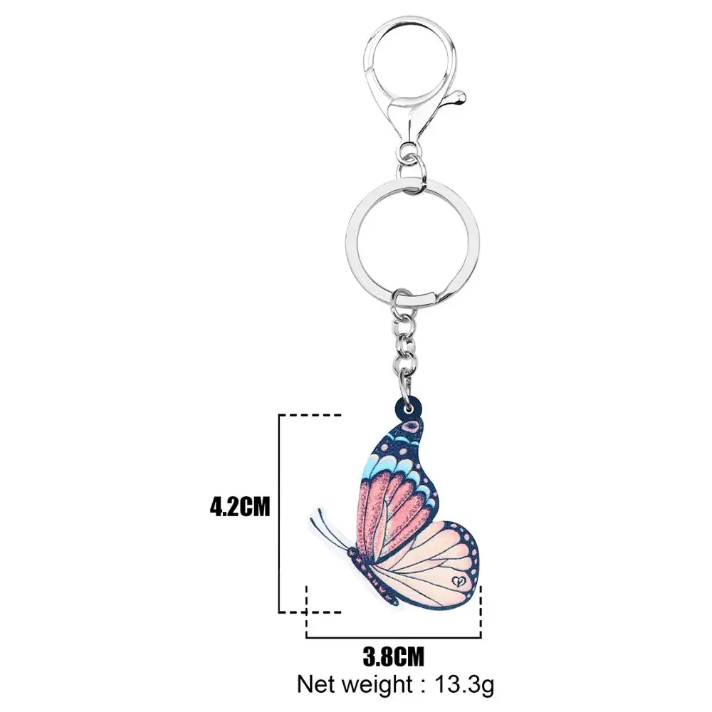 ARWA акриловая кисточка-footed Butterfly Keychais большая насекомое животное брелок ювелирные