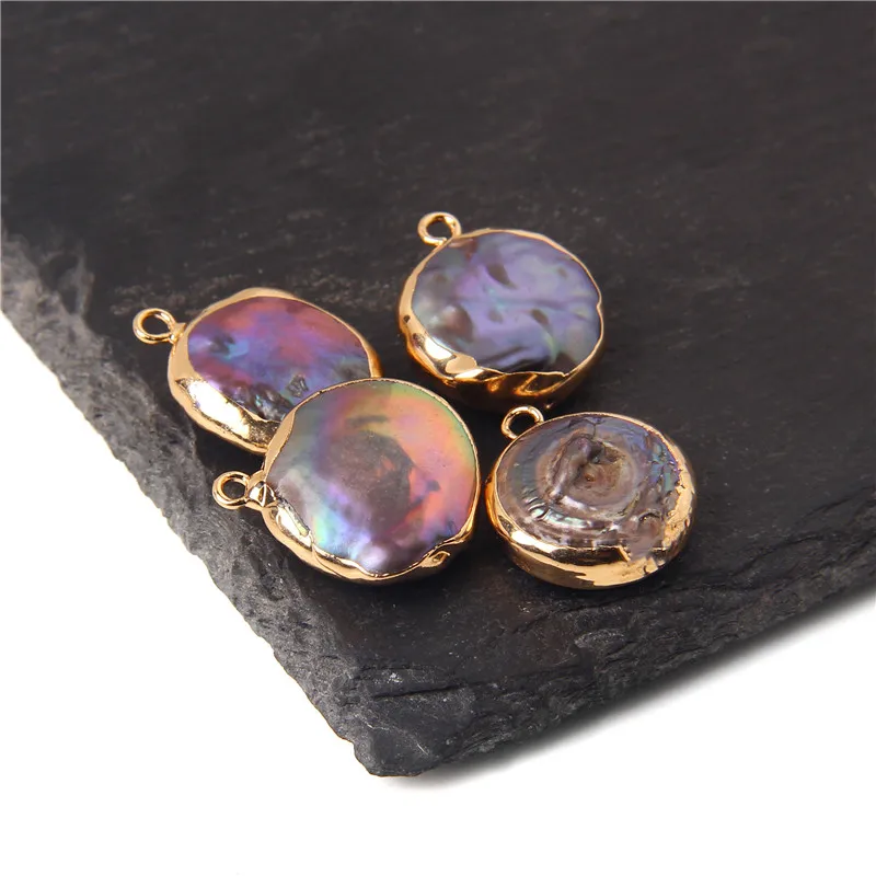 

Подвеска из натурального черного жемчуга, плоский круглый кулон с пресноводным жемчугом для изготовления ювелирных изделий «сделай сам», о...