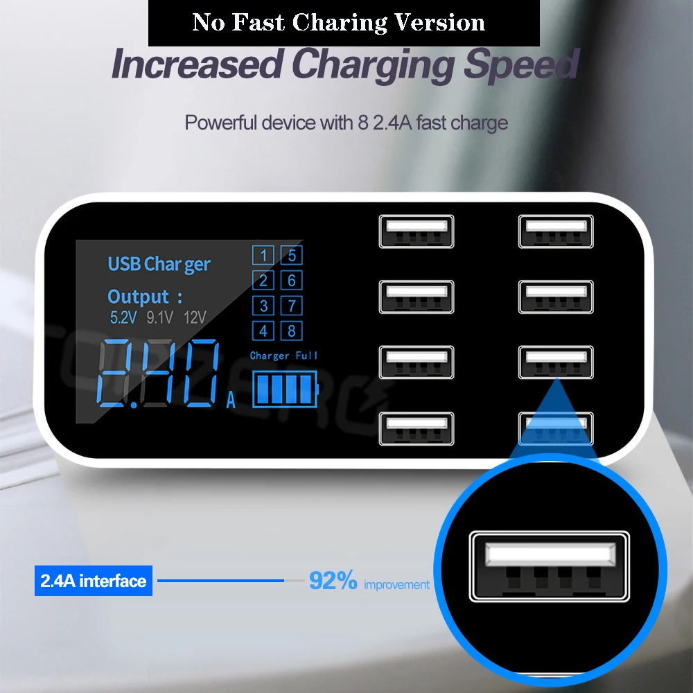 Зарядное устройство с 6 USB портами и поддержкой быстрой зарядки 72 Вт|Зарядные