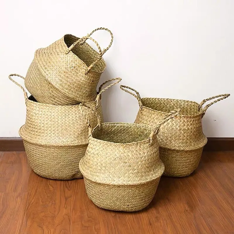 

High Quality Wicker Decorative Flower Pots Baskets Storage Dirty laundry Seagrass Storage Baskets Home Organizer basket for toys