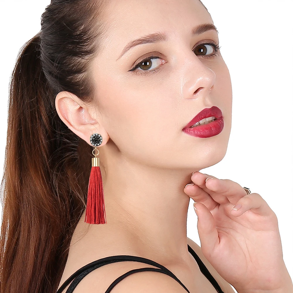Милые простые серьги с кисточками для женщин длинные висячие бахромой из