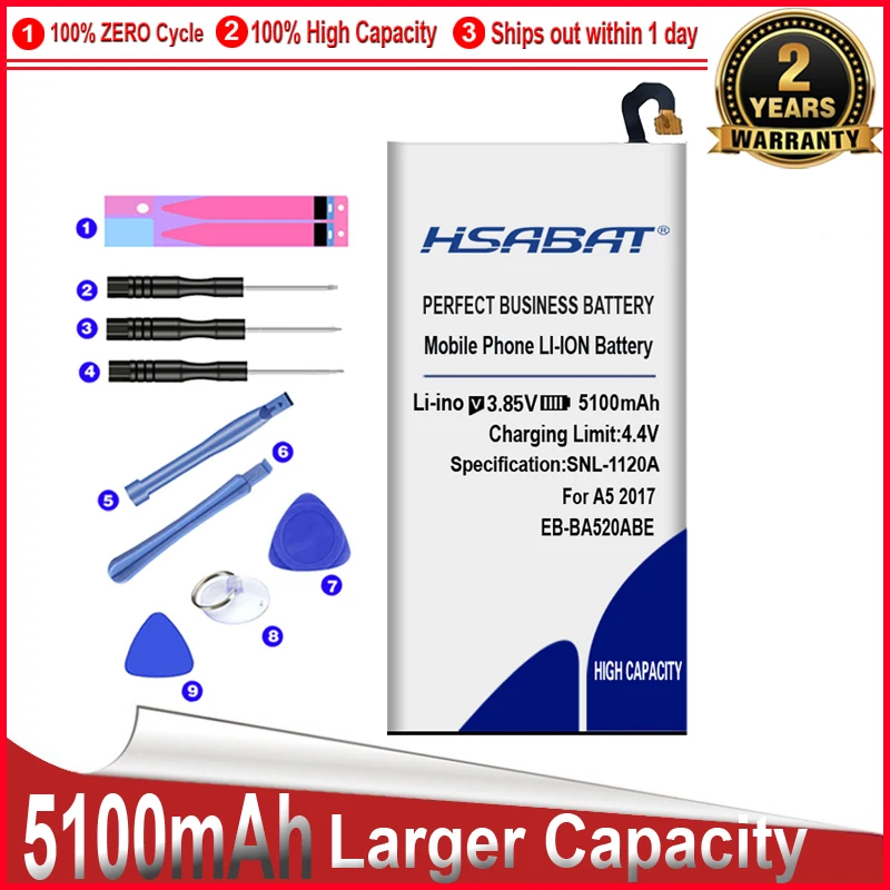 HSABAT 5100 мАч Φ для Samsung A5 2017 A520 EB BA520ABE SM A520F/DS A520F A520K аккумулятор бесплатная