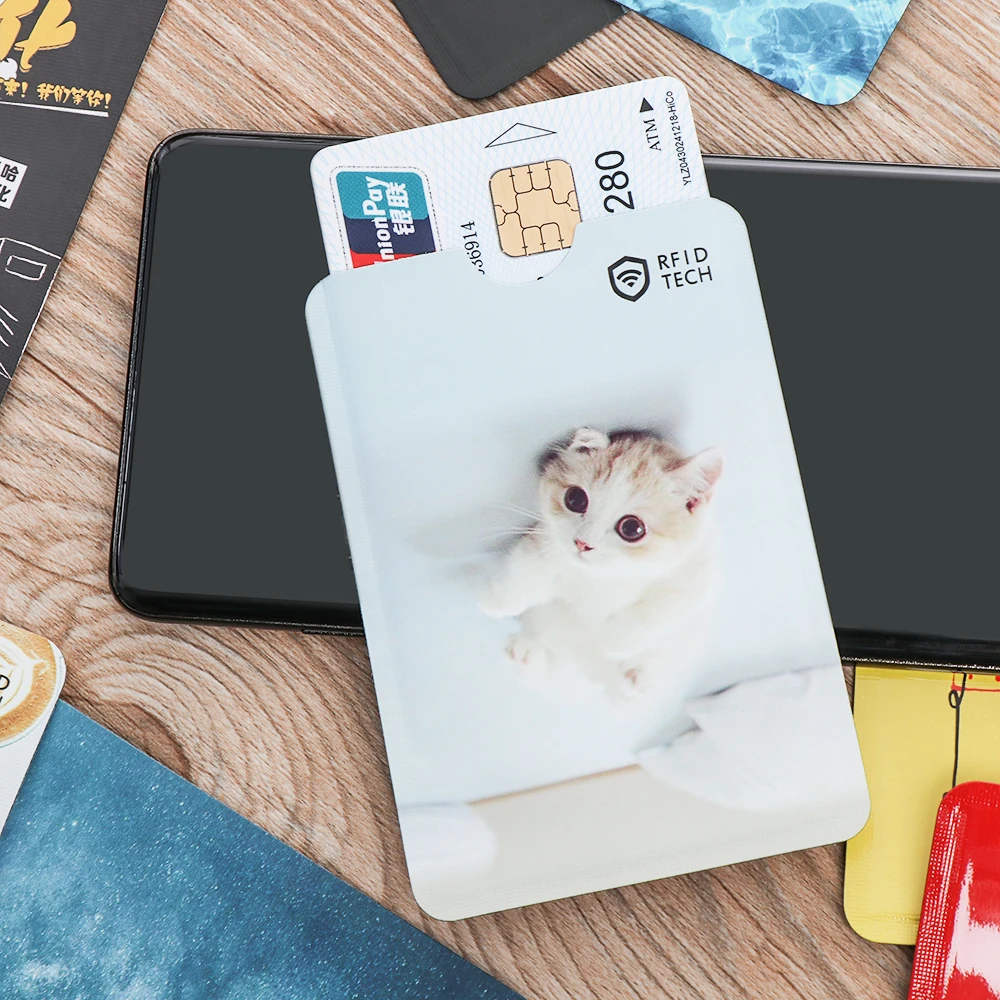 4 шт./упак. милый узор RFID анти-дегаузсинг банк держатель карты футляр для удостоверения личности автобус крышка карты IC алюминиевая фольга сумка карта протектор