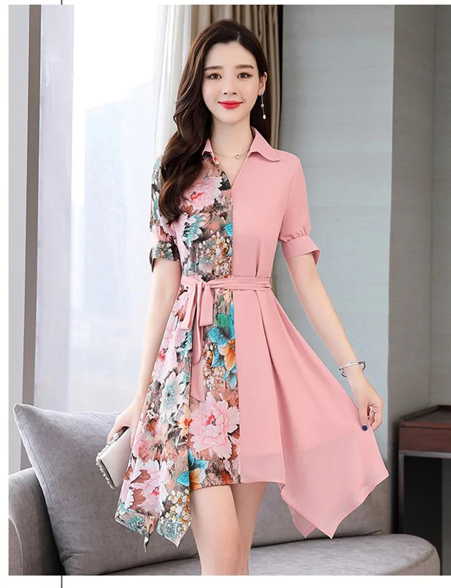 Женское платье с цветочным принтом летнее облегающее в Корейском стиле модель A669