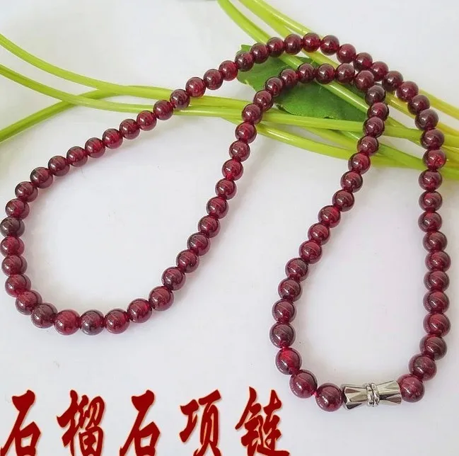 

Grade A Natural Garnet Beads Necklace Fine Gemstone Jewelry Necklace 45cm Women Beads 6mm With Certificate Drop Shipping