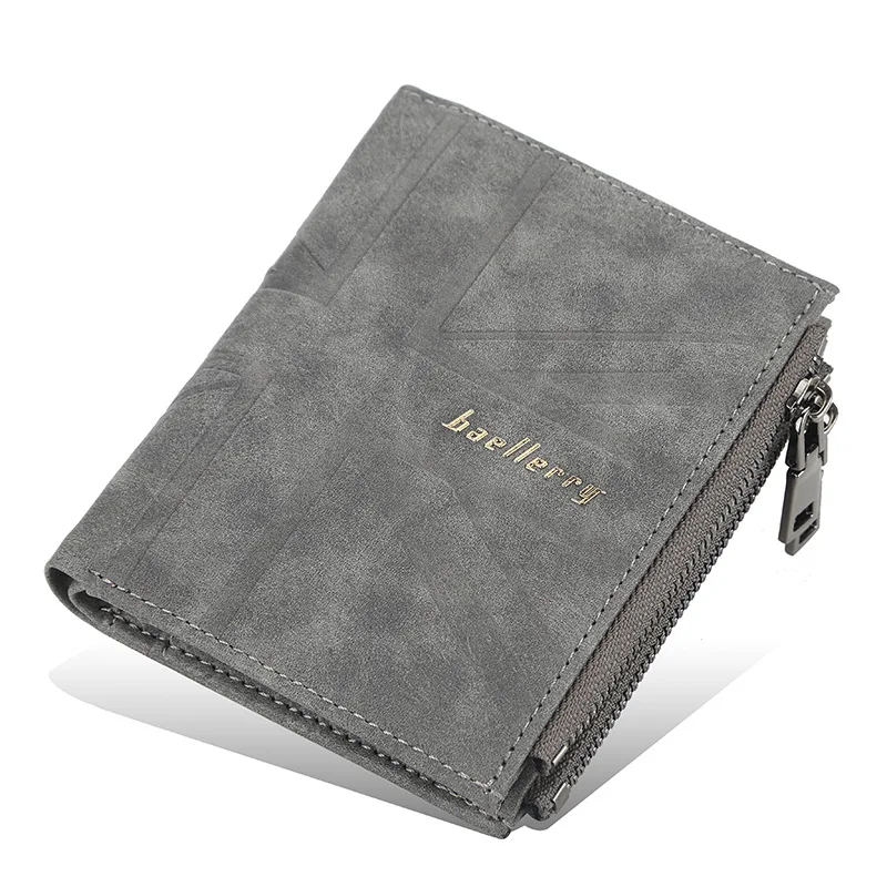 New men's short style vertical multi-card position double zipper wallet youth fashion wallet