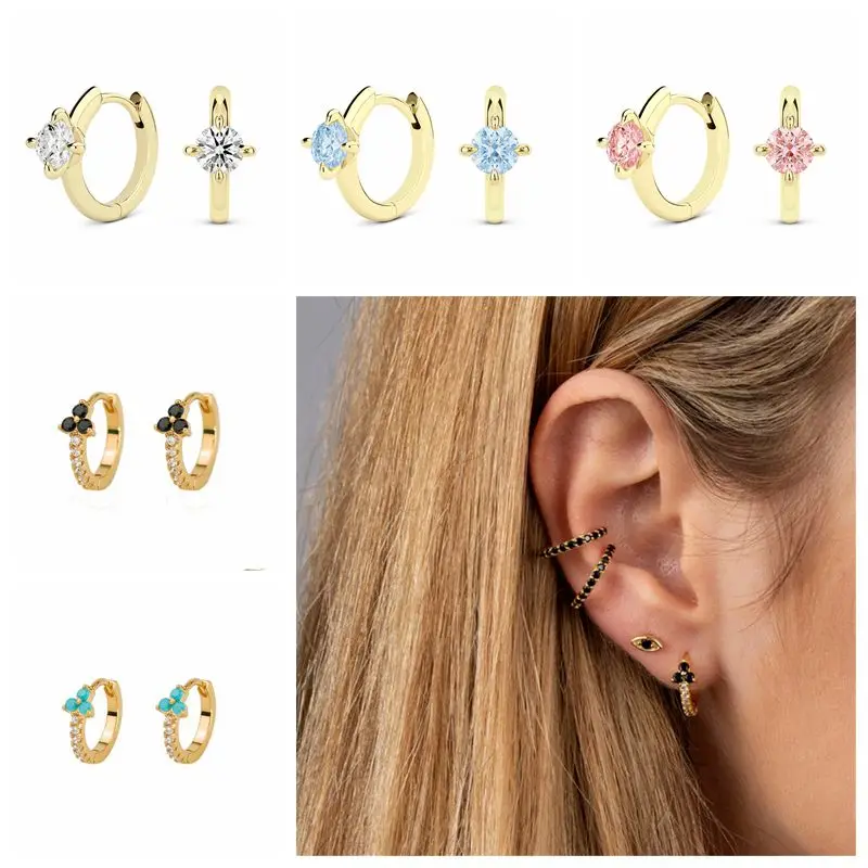 

Серьги-кольца женские из серебра 925 пробы с фианитами