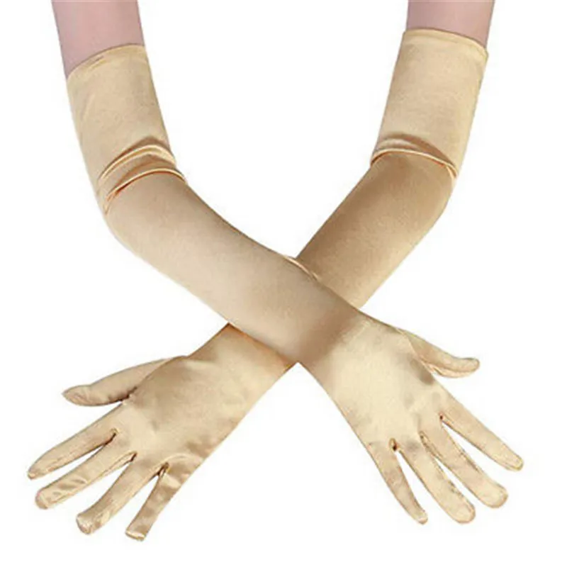 Fashion Stretch White Glove Long Gloves Black Red Elbow Length Women Dance Party Gloves Full Finger Guantes Boda