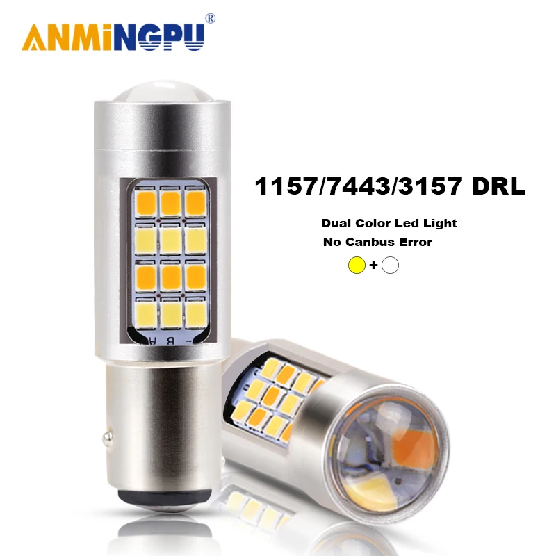 ANMINGPU 1x сигнальные лампы 1157 светодиодный BAY15D Canbus T20 7443 W21/5 Вт T25 3157 P27/7 2835SMD двойной