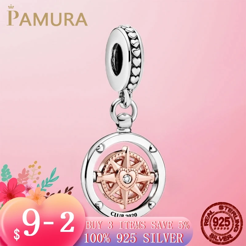 Горячая Распродажа 925 пробы серебро сверкающие клуб 2020 компас с позолоченным