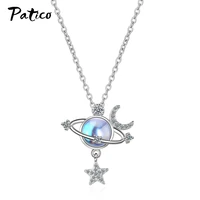 exquisite genuine s925 sterling silver necklaces fine jewelry charm star moon choker pendant lady wedding party jewelry gift