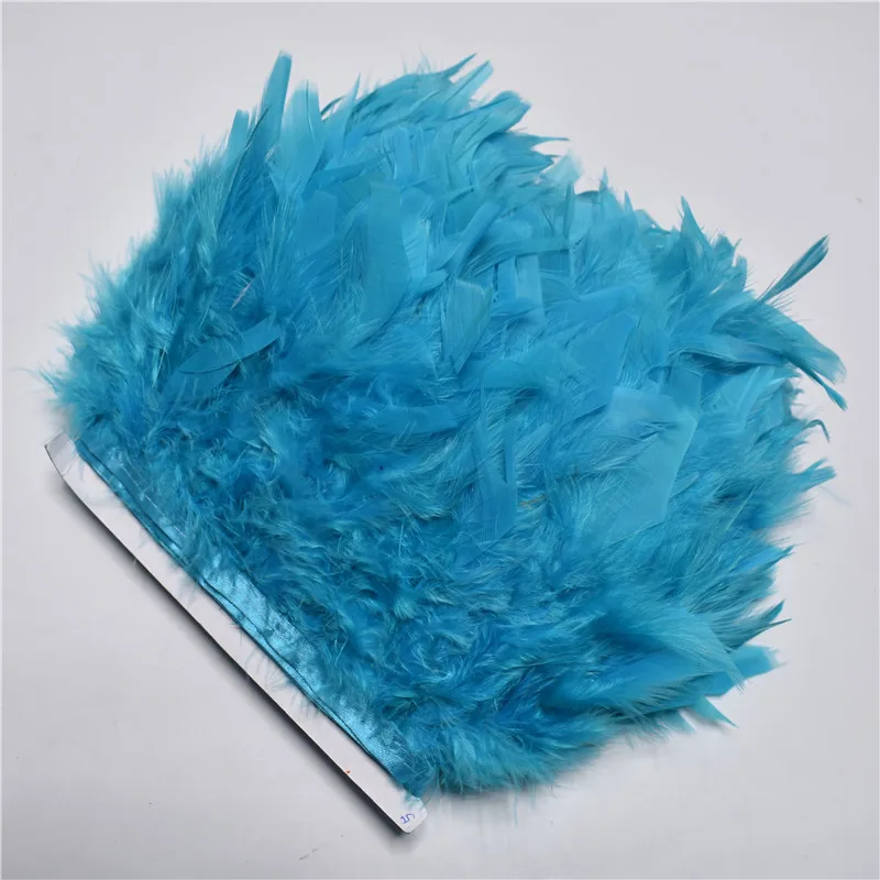 Peacock blue 10 метров пушистые красивые перья индейки лента бахрома 4-6 дюймов турецкого Марабу отделка из перьев юбка платье отделка - Цвет: Peacock blue