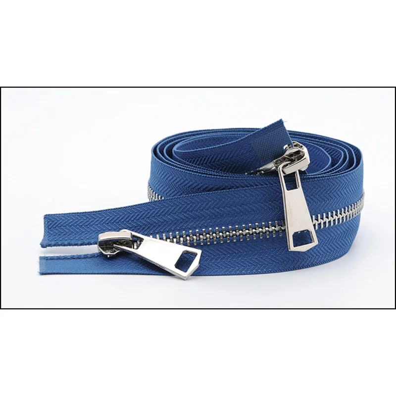 silver-blue Meetee 120 см 5# Металлические молнии двойной слайдер открытый конец молнии DIY Швейные Инструменты пуховик пальто одежда портной ремонт аксессуары - Цвет: silver-blue