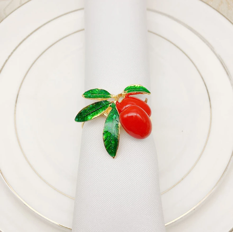 

10pcs/lot Hot Sale Creative Napkin Ring Metal Fruit Napkin Buckle Napkin Holder Christmas Wedding Party Desktop Decoration