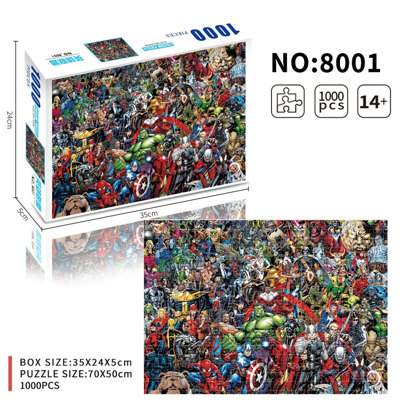 Новинка 1000 шт. пазл из бумаги Marvel Мстители для взрослых декомпрессия