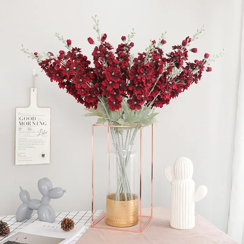 87 см фиолетовый delphinium DIY букет орхидей Шелковый гиацинт Континентальный Искусственные цветы Свадебные, домашние, вечерние, рождественские украшения