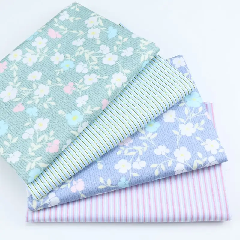 Маленькая Цветочная полосатая саржевая хлопковая ткань Лоскутная Ткань для