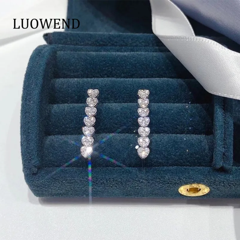 Серьги LUOWEND из белого золота 100% пробы 18 К женские серьги подвески для помолвки с