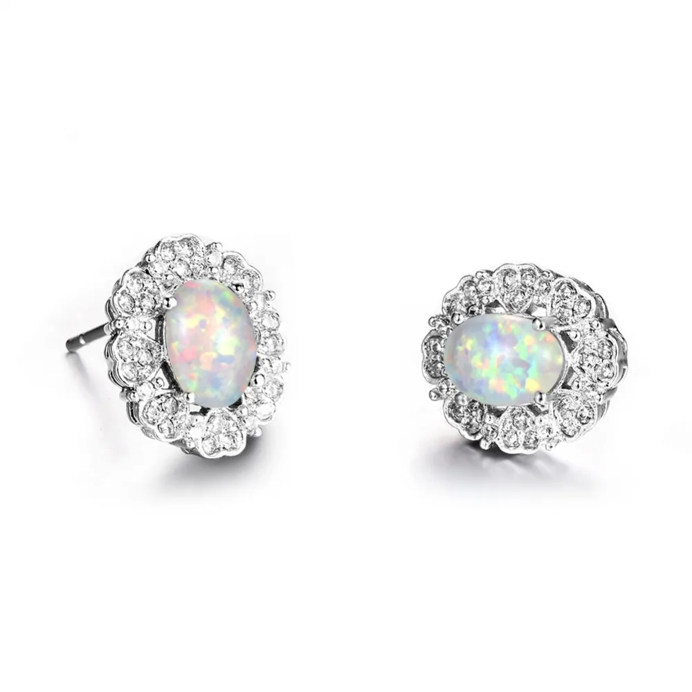 

White Square Zircon Stud Earrings 925 Sterling Silver Stud Earrings For Christmas Gifts Jewelry