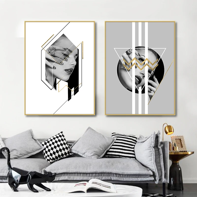 Современная Белая серая Модная девушка ногти сексуальные женщины настенное