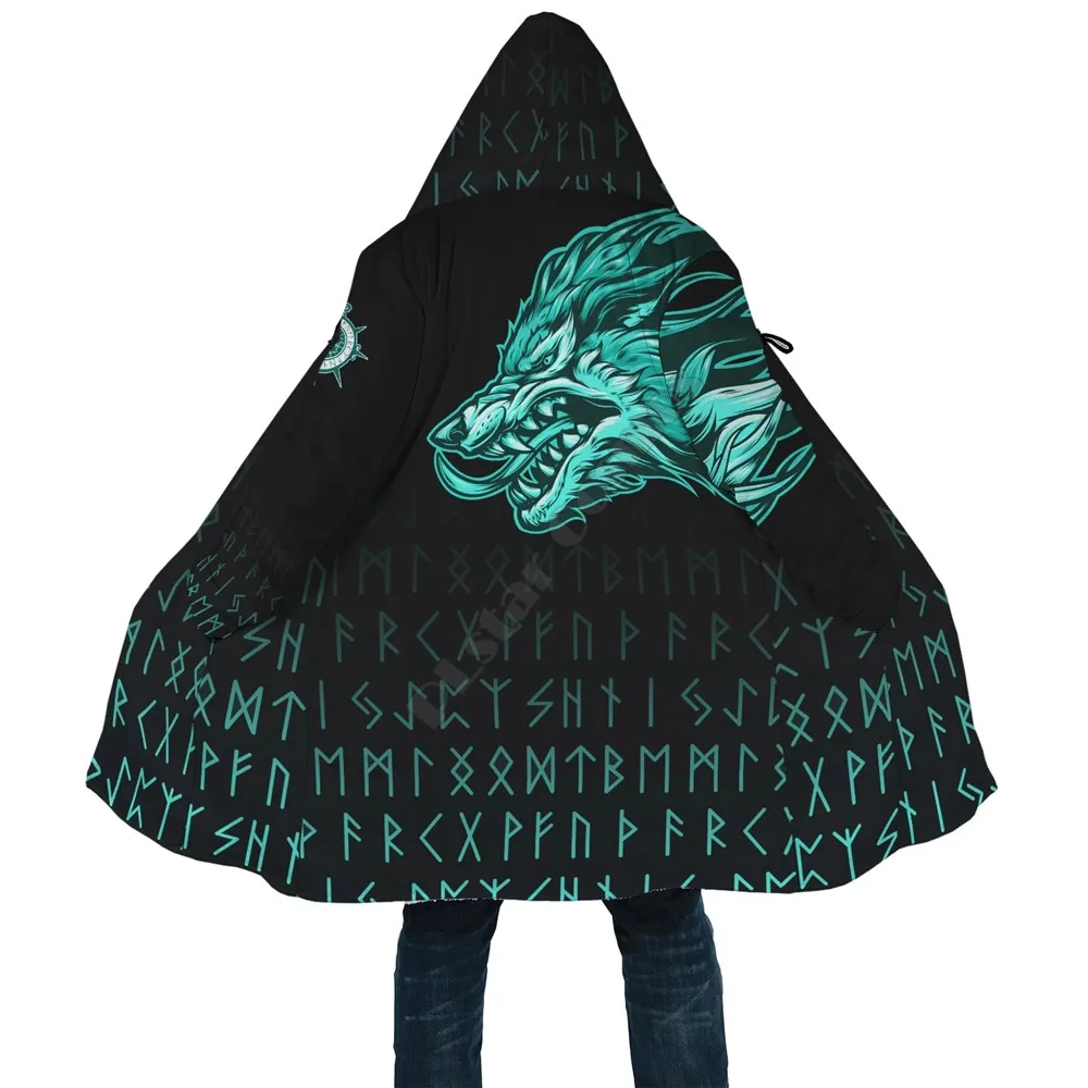 Fenrir Blood Cloak Tattoo Style Толстовка с 3D принтом для мужчин и женщин Зимняя флисовая