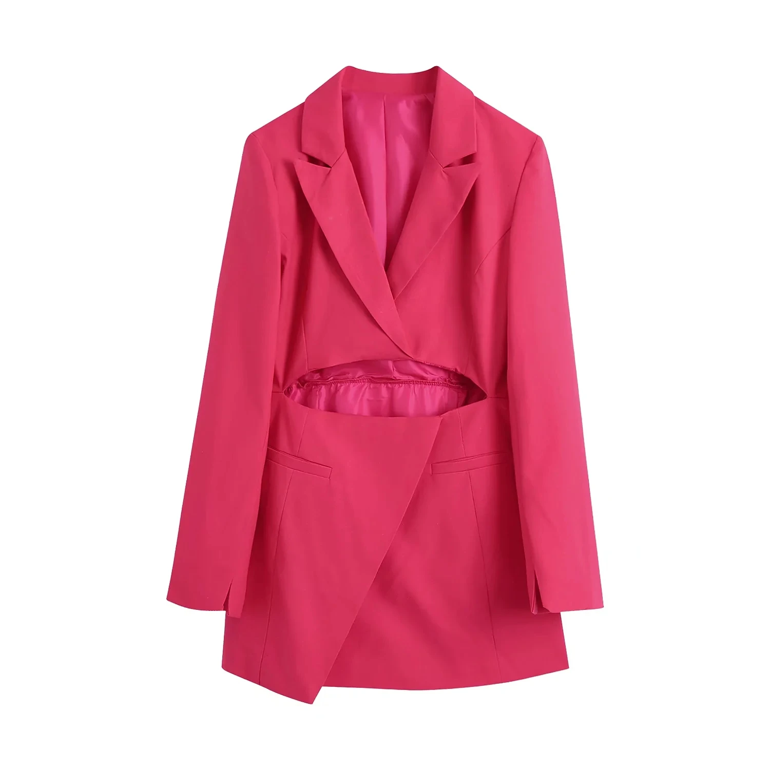 

Женское платье-блейзер с вырезами, однотонное красное платье-мини с длинным рукавом для офиса, лето-осень