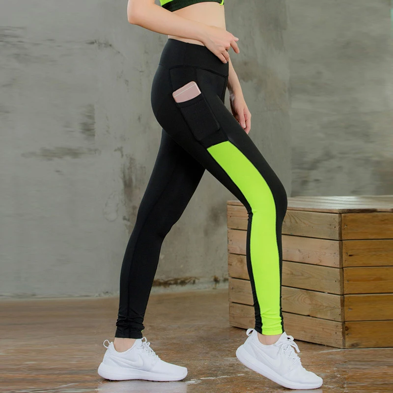 Новинка женские штаны для йоги боковой карман полная длина высокая талия