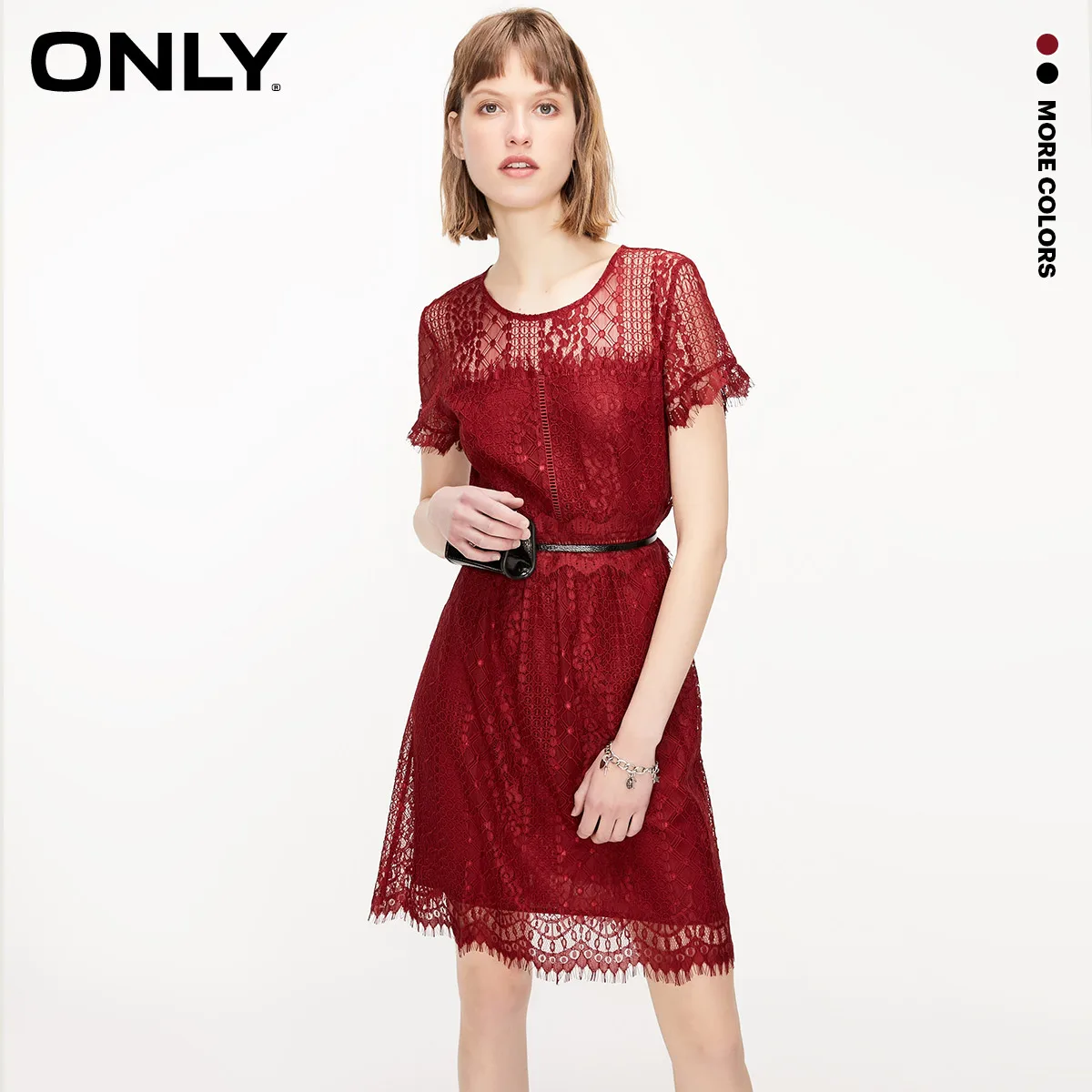 

ONLY summer new temperament small fragrance wind French retro chiffon lace dress female | 119361501