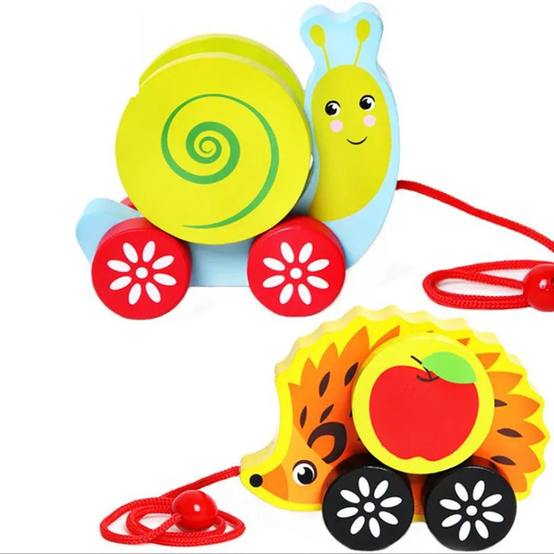 Деревянные блоки еж и искусство деревянные игрушки животных с шиной для детей