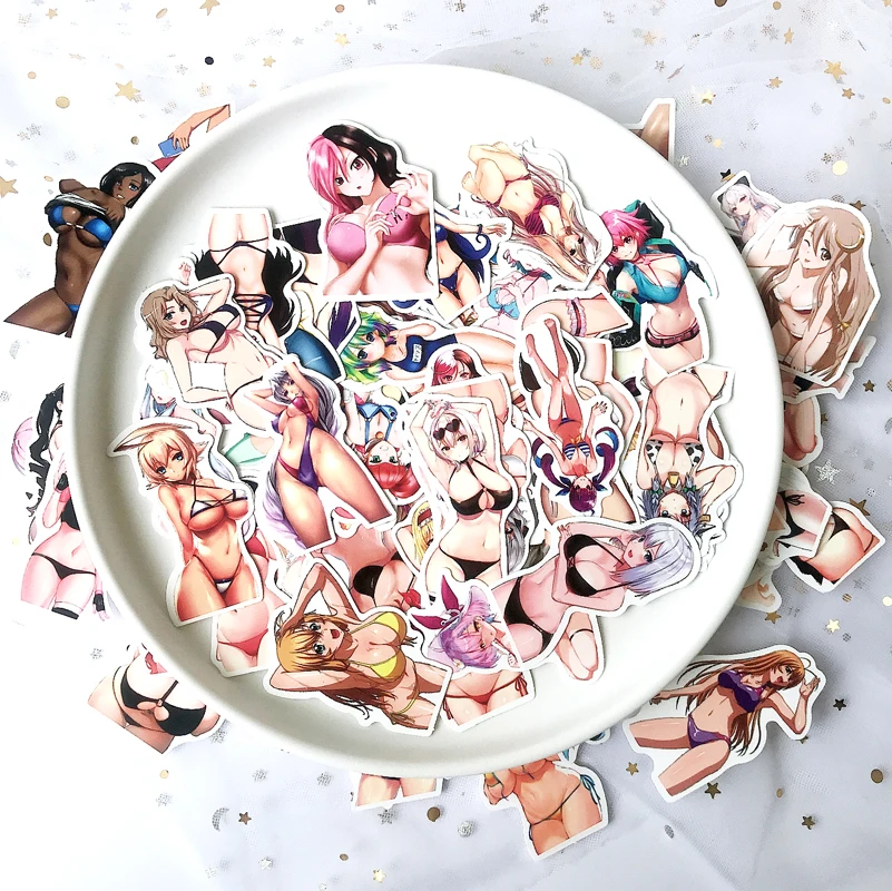 100 шт. сексуальные граффити Аниме Бикини наклейки Взрослые водонепроницаемые для