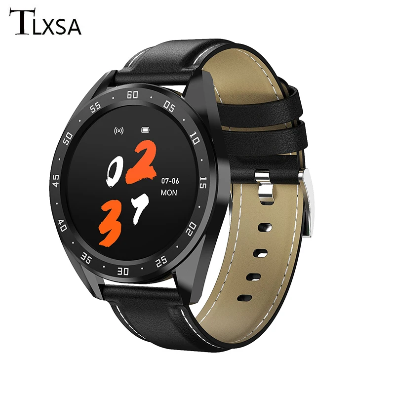 Модные кожаные мужские Смарт часы с шагомером водонепроницаемые измерением