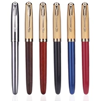 jinhao 85 fountain pen wood copper material gold arrow clip extra fine nib office signature school writing a6214