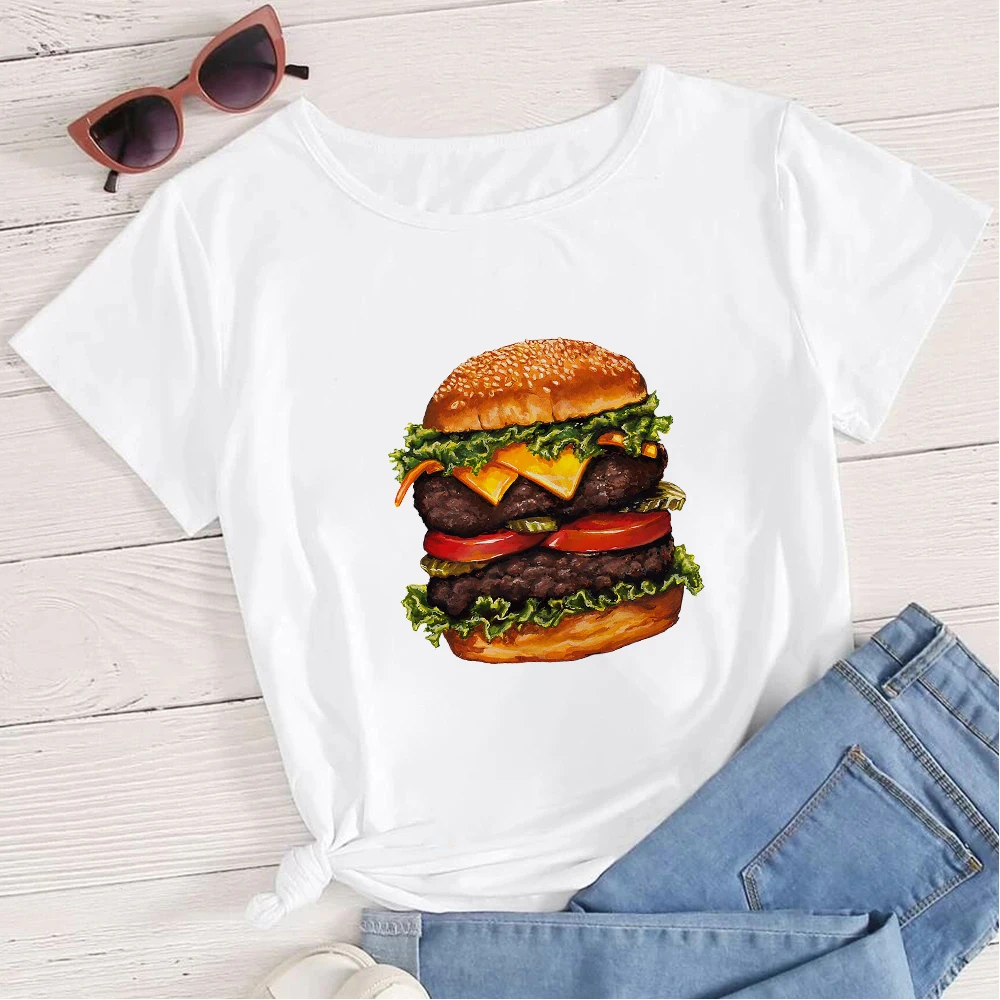 

Novelty 2021 Funny t Shirts Women Hamburger Graphic Shirt Girls Can Do Anything Summer Top Short Sleeve Crewneck Tshirt Fashion