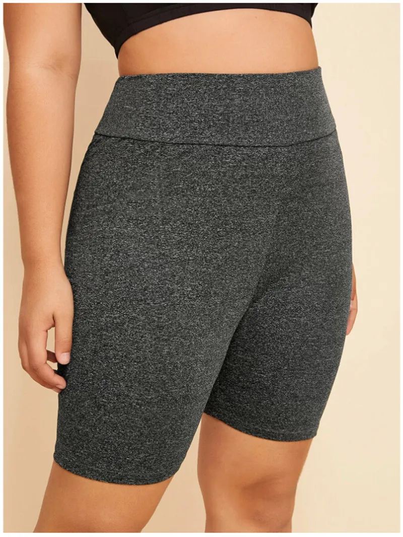 Летние сексуальные женские шорты с высокой талией однотонные размера плюс темно